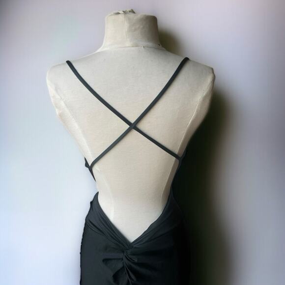 J.OUR Elegant Maxi Dress L Stretchy Slit Gown Formal Prom Gala Quite Luxury USA - Picture 3 of 6